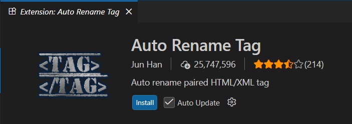 Tampilan Auto Rename Tag