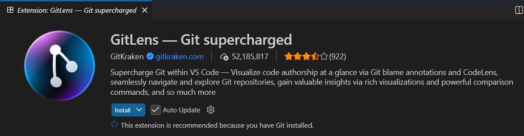 Fitur GitLens pada editor kode