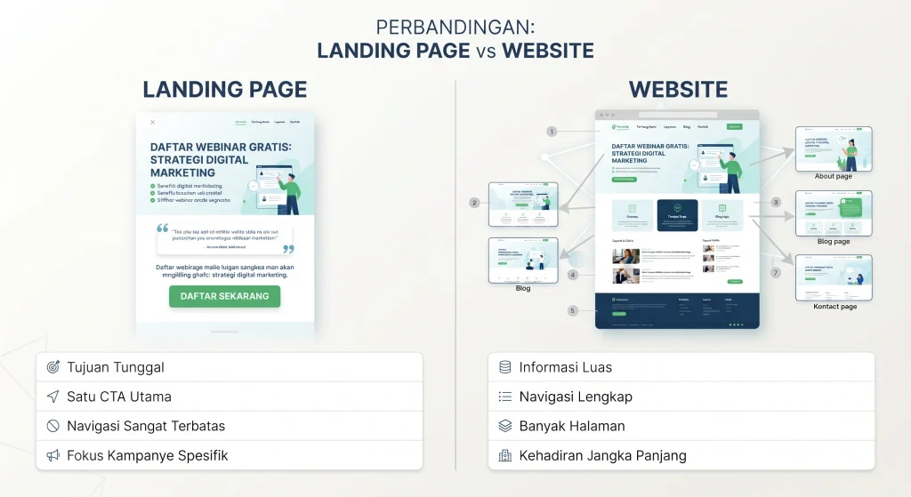 1. landing page vs website