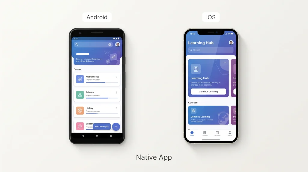 Contoh aplikasi native Android dan iOS pada perangkat mobile