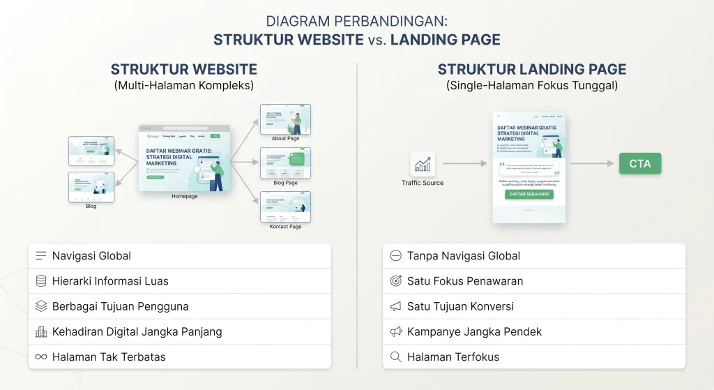 3. perbedaan struktur website dan landing page