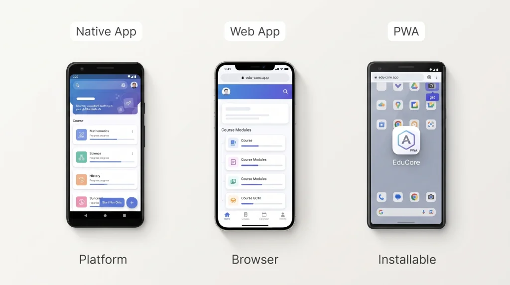 Perbandingan aplikasi native, web app, dan PWA