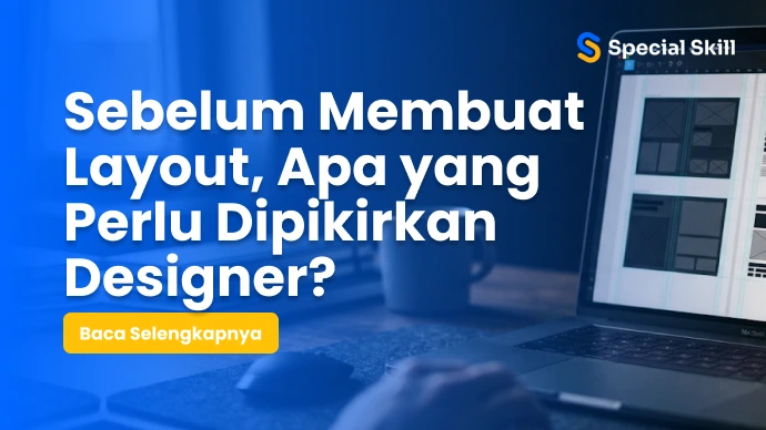 Perencanaan layout desain grafis pada layar monitor desainer sebelum membuat komposisi visual