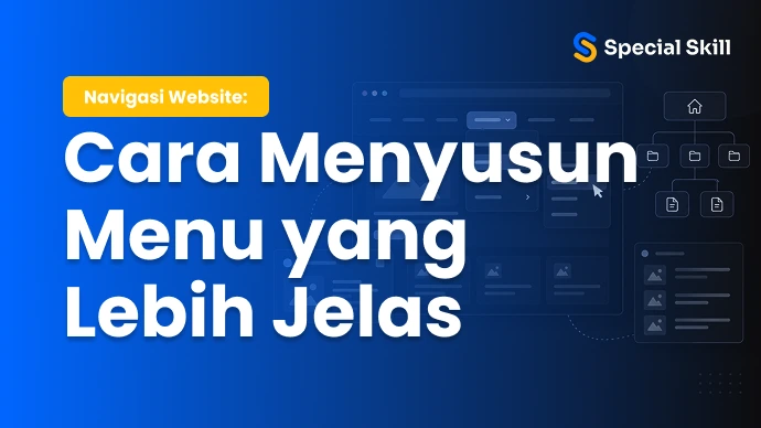 Ilustrasi navigasi website dengan susunan menu yang membantu pengguna menemukan informasi.